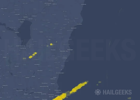 Hail map for Sheboygan, WI on Apr 20, 2023