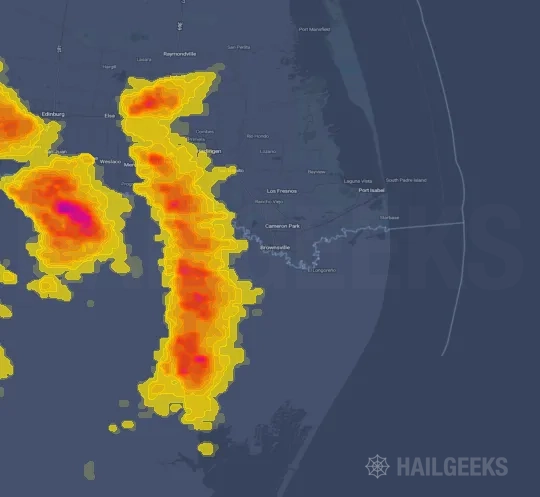 Hail map for Brownsville, TX