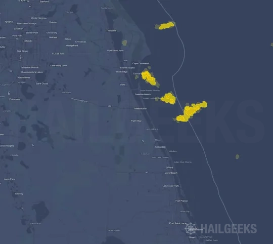 Hail map for Palm Bay, FL on Apr 22, 2023