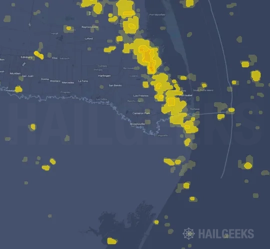 Hail map for Brownsville, TX