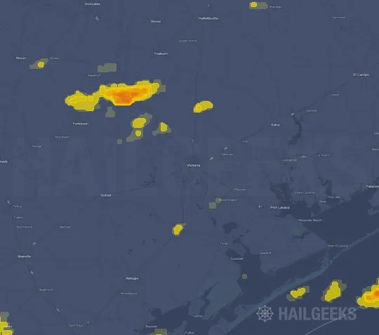 Hail map for Victoria, TX