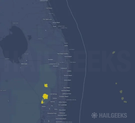 Hail map for West Palm Beach, FL