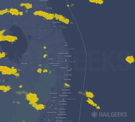 Hail map for West Palm Beach, FL