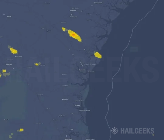 Hail map for Brunswick, GA