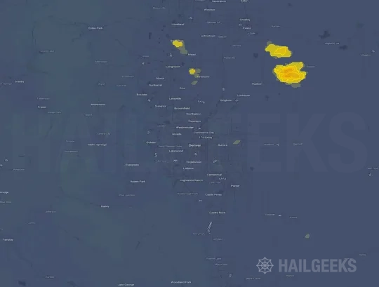 Hail map for Denver, CO on Apr 25, 2023