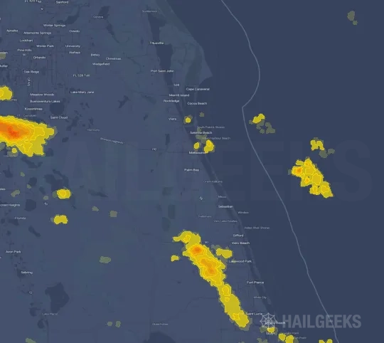 Hail map for Palm Bay, FL