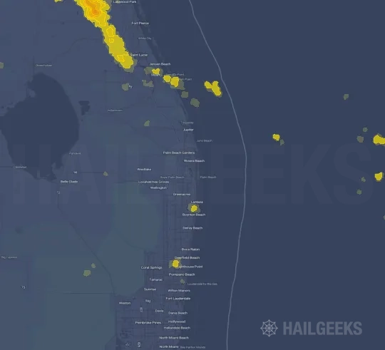 Hail map for West Palm Beach, FL
