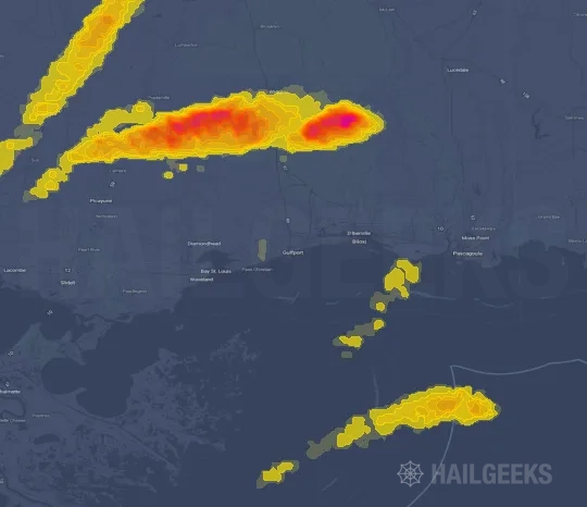 Hail map for Gulfport, MS