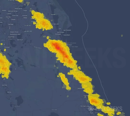Hail map for Palm Bay, FL