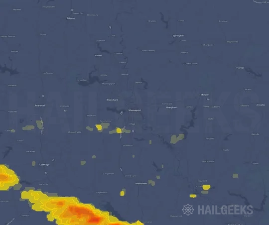 Hail map for Shreveport, LA