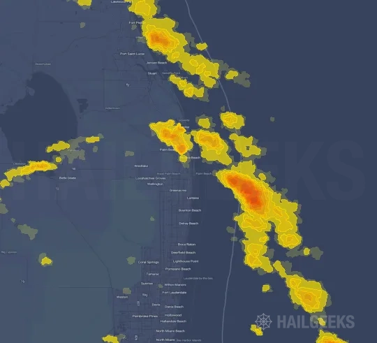 Hail map for West Palm Beach, FL