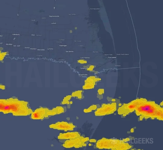Hail map for Brownsville, TX