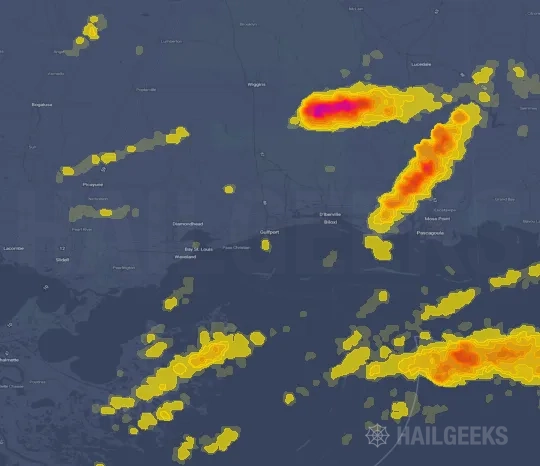 Hail map for Gulfport, MS