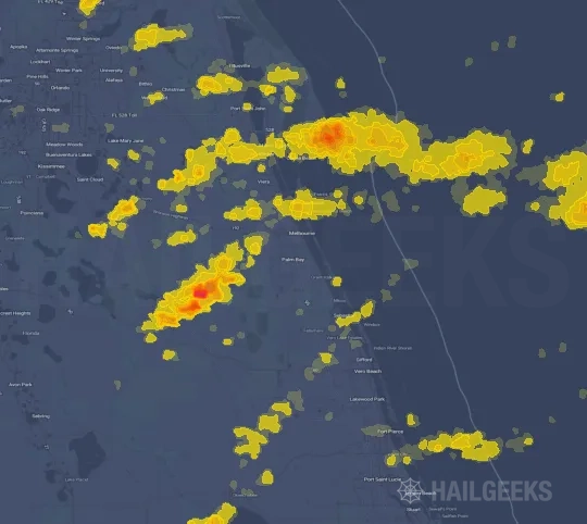 Hail map for Palm Bay, FL