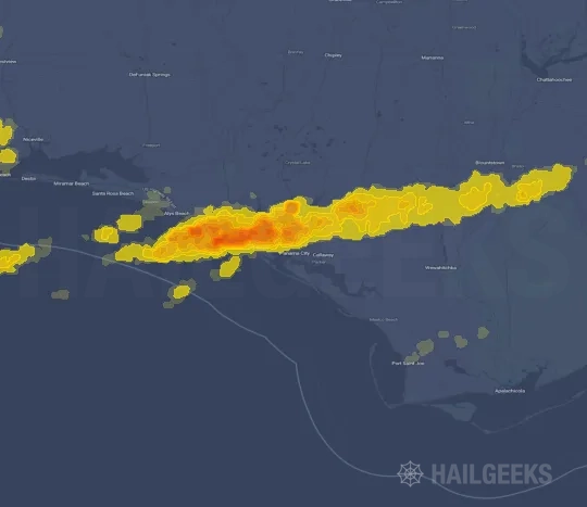 Hail map for Panama City, FL
