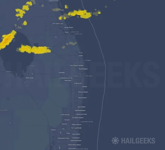 Hail map for West Palm Beach, FL