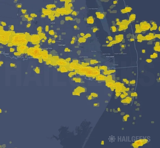 Hail map for Brownsville, TX