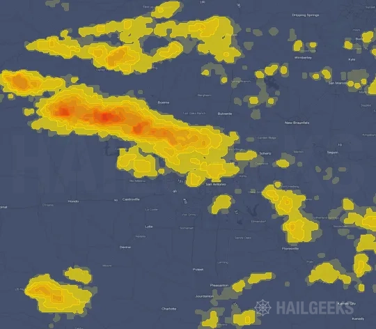 Hail map for San Antonio, TX