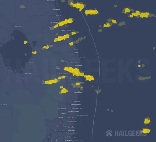 Hail map for West Palm Beach, FL