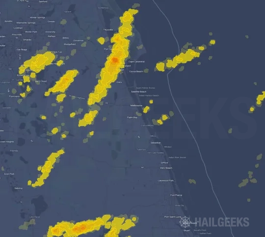 Hail map for Palm Bay, FL