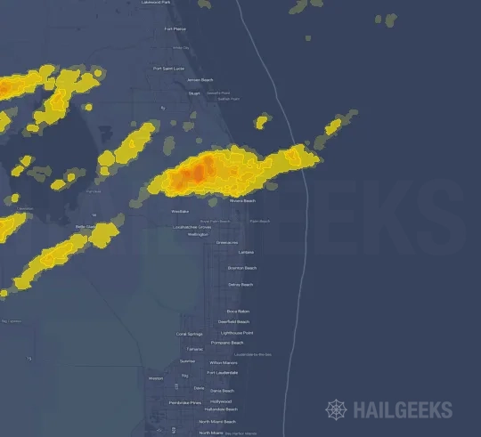 Hail map for West Palm Beach, FL