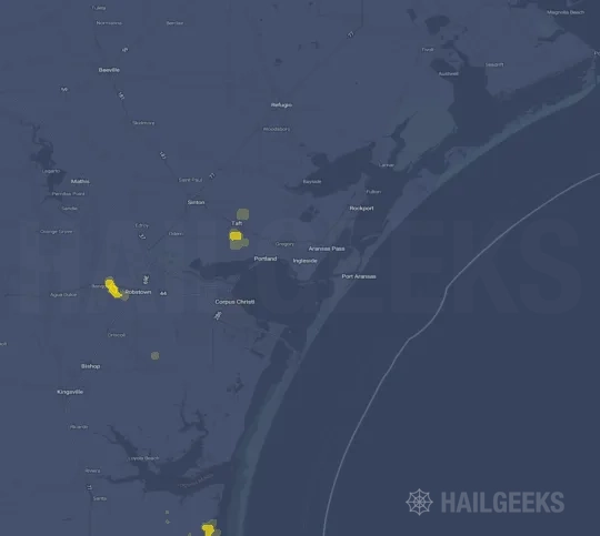 Hail map for Corpus Christi, TX on Apr 30, 2023