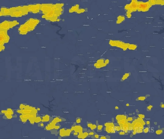 Hail map for Waco, TX
