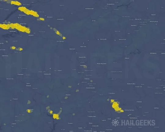 Hail map for Asheville, NC