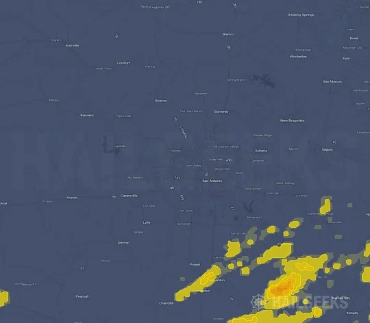 Hail map for San Antonio, TX