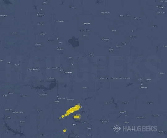 Hail map for Texarkana, AR