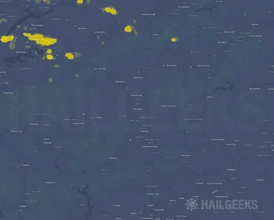 Hail map for Asheville, NC