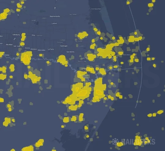 Hail map for Brownsville, TX
