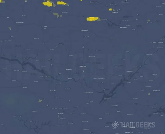 Hail map for Huntsville, AL on May 8, 2023