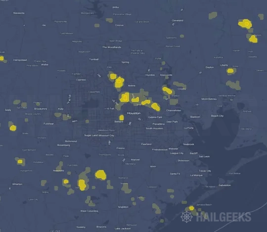 Hail map for Houston, TX