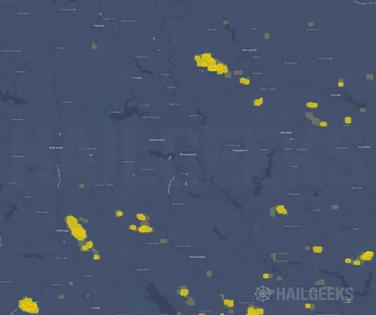 Hail map for Shreveport, LA