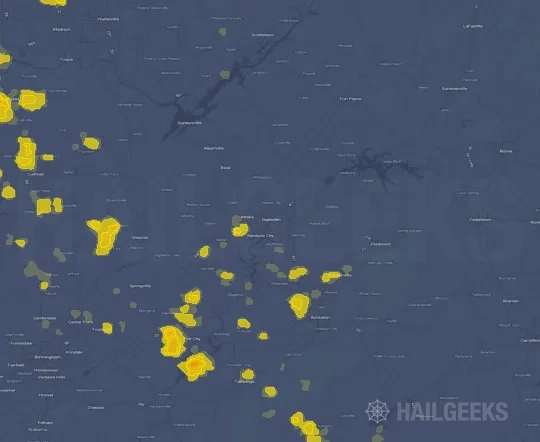 Hail map for Gadsden, AL