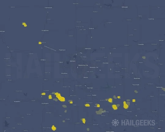 Hail map for Oklahoma City, OK