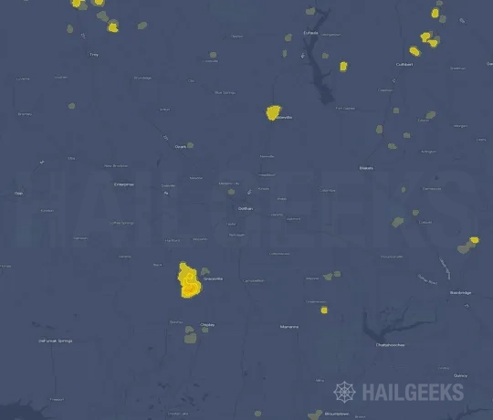 Hail map for Dothan, AL