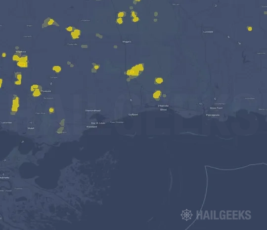 Hail map for Gulfport, MS