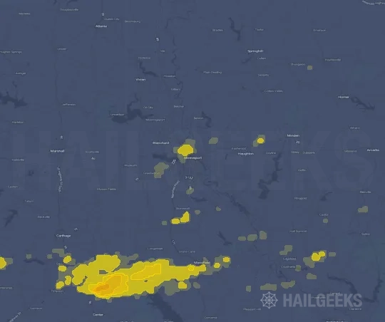 Hail map for Shreveport, LA