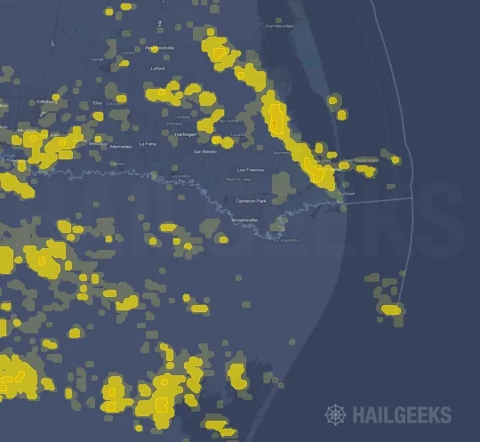 Hail map for Brownsville, TX