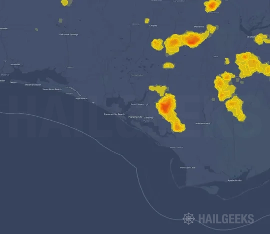 Hail map for Panama City, FL