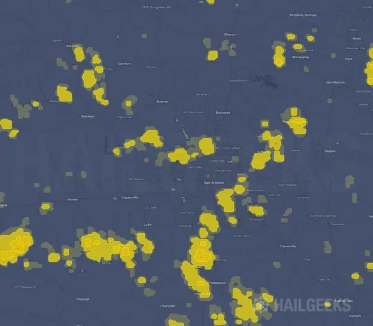 Hail map for San Antonio, TX
