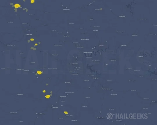 Hail map for Nashville, TN