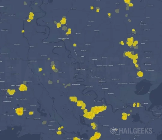 Hail map for Baton Rouge, LA
