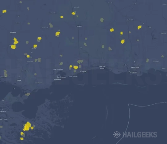 Hail map for Gulfport, MS