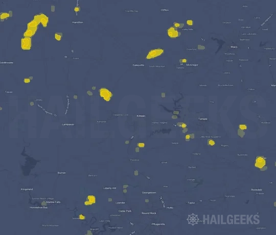 Hail map for Killeen, TX
