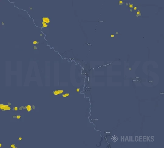 Hail map for Laredo, TX on May 15, 2023