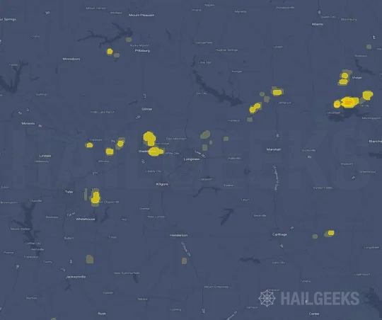 Hail map for Longview, TX