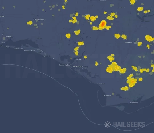 Hail map for Panama City, FL